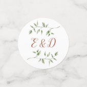 Greenery Floral Monogram Terracotta Wedding Konfetti (Klein Vorderseite)