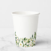 Greenery Floral Mr. und Mrs. Heart Script Wedding Pappbecher (Rückseite)