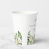 Greenery Floral Mr. und Mrs. Heart Script Wedding Pappbecher (Rechts)