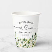 Greenery Floral Mr. und Mrs. Heart Script Wedding Pappbecher (Vorderseite)