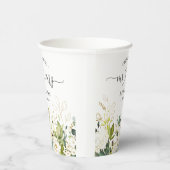 Greenery Floral Mr. und Mrs. Heart Script Wedding Pappbecher (Rechts)