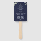 Greenery Floral Navy Blue Wedding Program Fächer (Rückseite)