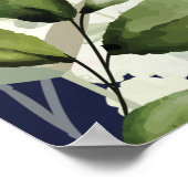 Greenery Floral Navy Blue Wedding Welcome Sign Poster (Ecke)