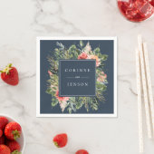 Greenery Floral Navy Personalisiert Paper Napkins Serviette (Beispiel)