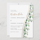Greenery Floral Nuestra Boda Spanish Wedding Einladung (Vorderseite)