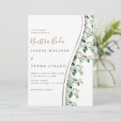 Greenery Floral Nuestra Boda Spanish Wedding Einladung (Stehend Vorderseite)