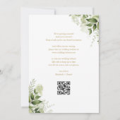 Greenery Floral QR Code Gold Wedding Save The Date (Rückseite)