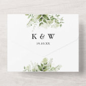 Greenery Floral QR Code Monogram Wedding All In One Einladung (Rückseite)