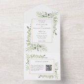 Greenery Floral QR Code Monogram Wedding All In One Einladung (Innen Boden)