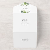 Greenery Floral QR Code Monogram Wedding All In One Einladung (Außenbereich)
