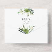Greenery Floral QR Code Monogram Wedding All In One Einladung (Rückseite)
