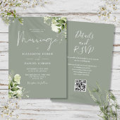 Greenery Floral QR Code Sage Green Wedding Einladung