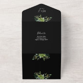 Greenery Floral QR Code Schwarz-Weiß Hochzeit All In One Einladung (Außenbereich)