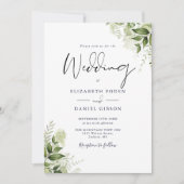 Greenery Floral QR Code Script Wedding Einladung (Vorderseite)