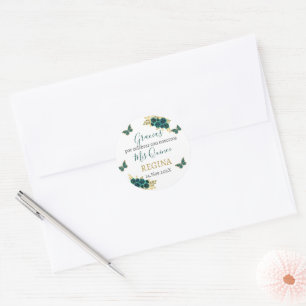 Greenery Floral Quinceañera Classic Round Sticke Runder Aufkleber