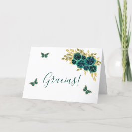 Greenery Floral Quinceañera Danke Karte