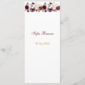 Greenery Floral Quinceañera Menükarte (Rückseite)