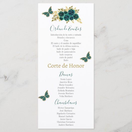 Greenery Floral Quinceañera Programm (Vorderseite)