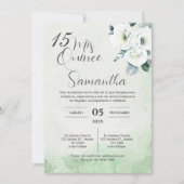 Greenery Floral Quinceañera Spanische Einladung (Vorderseite)