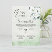 Greenery Floral Quinceañera Spanische Einladung (Stehend Vorderseite)
