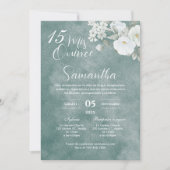 Greenery Floral Quinceañera Spanische Einladung (Vorderseite)