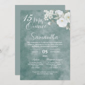 Greenery Floral Quinceañera Spanische Einladung (Vorne/Hinten)