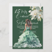 Greenery Floral Quinceañera Spanish Invitation Einladung (Vorderseite)