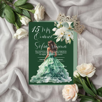 Greenery Floral Quinceañera Spanish Invitation Einladung