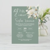 Greenery Floral Quinceañera Spanish Invitation Einladung (Stehend Vorderseite)
