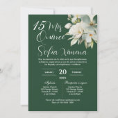 Greenery Floral Quinceañera Spanish Invitation Einladung (Vorderseite)