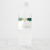 Greenery Floral Quinceañera Wasserflaschenetikett (Vorderseite)