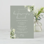 Greenery Floral Sage Green Bridesmaids Brunch Einladung (Stehend Vorderseite)