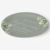 Greenery Floral Sage Green Bridesmaids Luncheon Pappteller (Schrägansicht)
