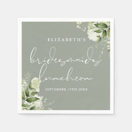 Greenery Floral Sage Green Bridesmaids Luncheon Serviette