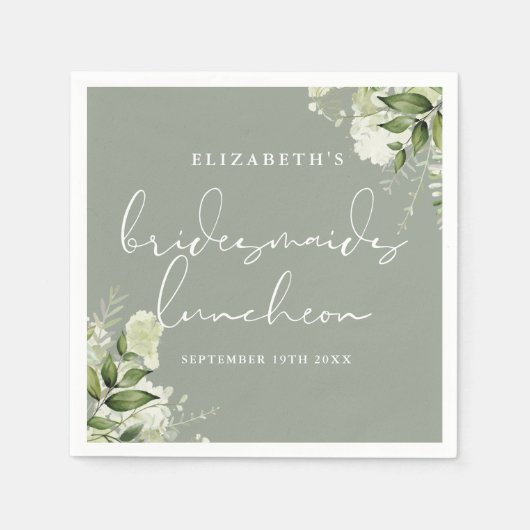Greenery Floral Sage Green Bridesmaids Luncheon Serviette (Vorderseite)