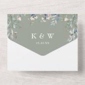 Greenery Floral Sage Green Wedding All In One Einladung (Rückseite)