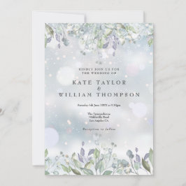Greenery Floral Sage Lilac Winter Wedding Einladung