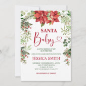 Greenery Floral Santa Christmas Baby Dusche Einladung (Vorderseite)