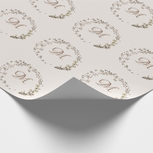 Greenery Floral Script Monogram Elegant Wedding Geschenkpapier (Ecke)
