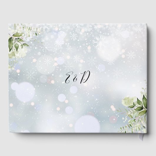 Greenery Floral Script Winter Wedding Gästebuch (Rückseite)