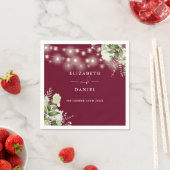 Greenery Floral String Lights Burgundy Wedding Serviette (Beispiel)