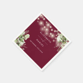 Greenery Floral String Lights Burgundy Wedding Serviette (Ecke)