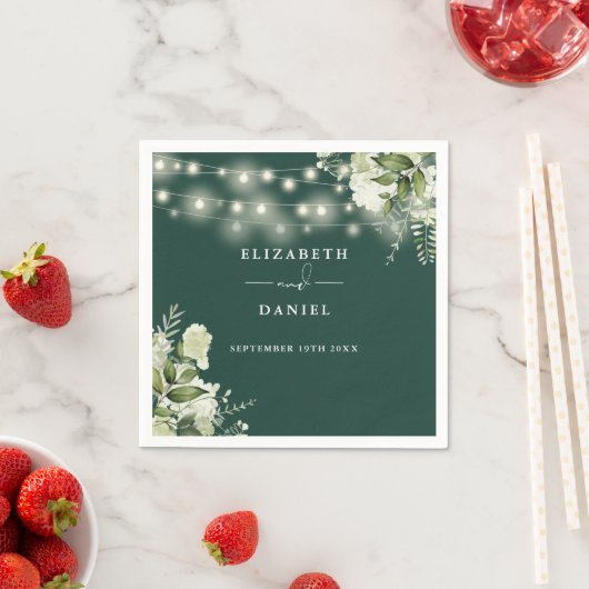 Greenery floral string Lights Emerald Wedding Serviette (Beispiel)