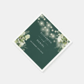 Greenery floral string Lights Emerald Wedding Serviette (Ecke)