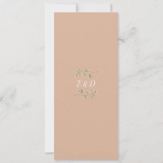 Greenery Floral Tan QR Code Wedding Einladung (Rückseite)