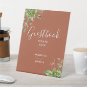 Greenery Floral Terracotta Gästebuch Sockelschild (In SItu)