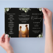 Greenery Floral Trifold Wedding Program Flyer (Hand)