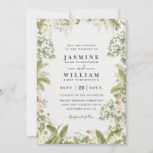 Greenery Floral Tropical Elegant QR Code Wedding Einladung (Vorderseite)