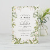 Greenery Floral Tropical Elegant QR Code Wedding Einladung (Stehend Vorderseite)