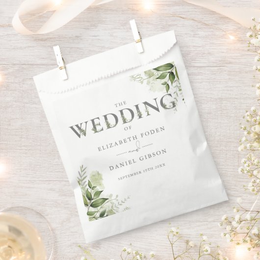 Greenery Floral Typografy Wedding Geschenktütchen (Ausgeschnitten)